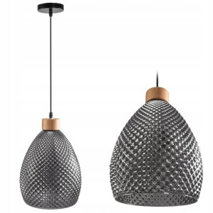 Lampa Wisząca Szklana Retro Glamour Srebrna E27