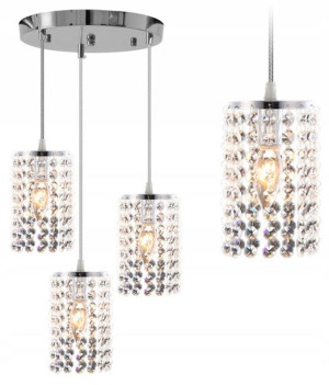 Lampa Sufitowa Potrójna Kryształ Glamour Szklana 3