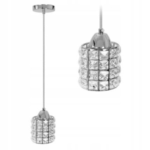 Lampa Sufitowa Wisząca Kryształ Chromowana Glamour