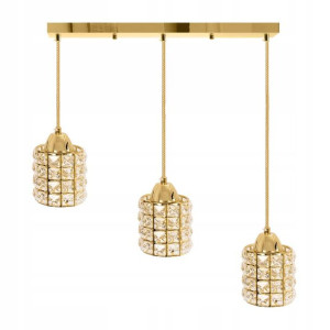 Lampa Wisząca 3 Kryształowa Złota Gold Glamour