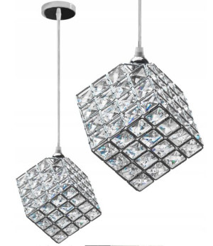 Lampa Sufitowa Wisząca Kryształ Kostka Szklana