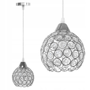 Lampa Wisząca Kryształowa Chrom Glamour Pojedyncza