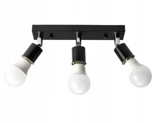 Czarny Reflektor Sufitowy Plafon Metalowy 3 Line