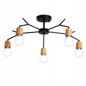 Lampa Sufitowa Wisząca Skandynawska Loft Drewno 5