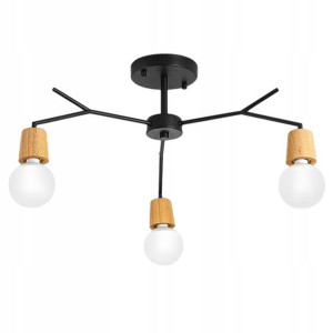 Drewno Wisząca Lampa Sufitowa Skandynawska 3xe27