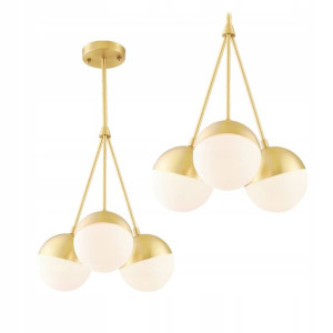 Lampa Wisząca Kule Szklana Mleczna Złota Biała E27