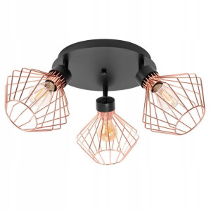Lampa Sufitowa Wisząca Metalowa 3 Klosze Złota Róż