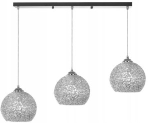 Lampa Sufitowa Podłużna Metalowa Potrójna Chrom 3