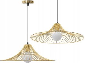 Lampa Sufitowa Wisząca Płaska Okrągła Loft Złota