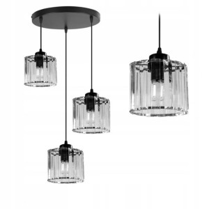 Czarna Lampa Potrójna Sufitowa Kryształ Glamour