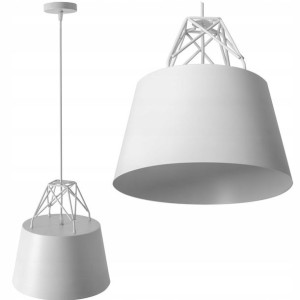 Lampa Sufitowa Wisząca Biała Metal Industrial E27