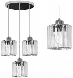 Lampa Sufitowa Wisząca Szkło Chrom Kryształ Loft