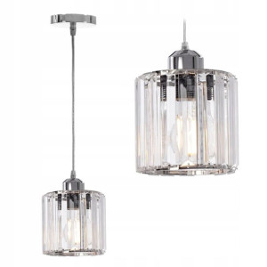 Lampa Sufitowa Wisząca Szkło Chrom Kryształ Loft