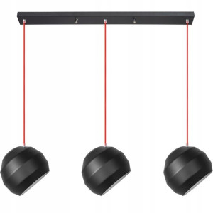 Czarna Czerwona Lampa Wisząca Potrójna 3 Kule