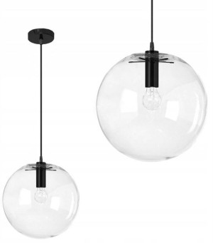 Lampa Wisząca Szklana Kula Black Czarna Lassi 25cm
