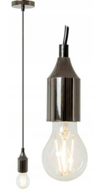 Lampa Wisząca Sufitowa Czarna Chrome Oprawka E27