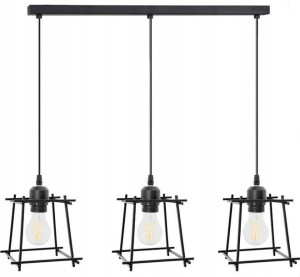 Druciana lampa sufitowa LOFT czarna Potrójna 3xE27