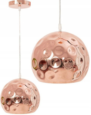 Lampa Sufit Wisząca Lustrzana Kula Różowa Złota
