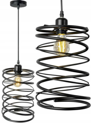 Lampa Sufitowa Czarna Wisząca Spirala E27 Loft
