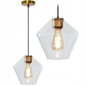 Lampa Sufitowa Wisząca Szklana Amber E27