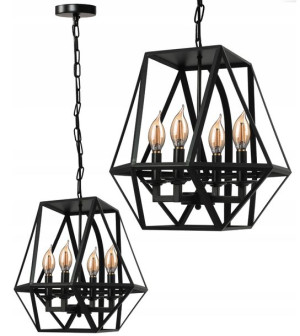 Lampa Wisząca Barok Loft Czarna Świece Metalowa