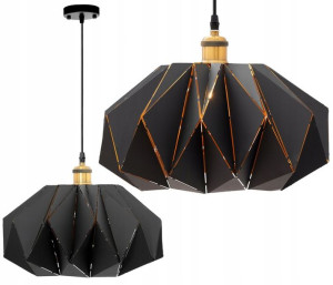 Industrial Lampa Wisząca Sufitowa Czarna Metalowa