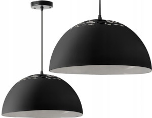 Lampa Wisząca Sufitowa Matowa Czarna Półokrągła