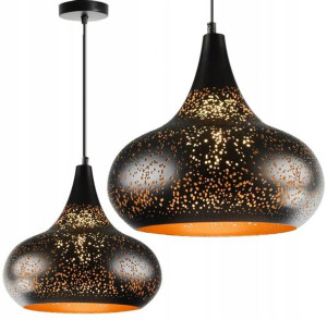 Lampa Sufitowa Wisząca Metal Black Ażurowa Czarna