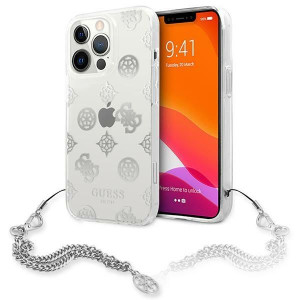 Guess Chain Peony | Etui do iPhone 13 Pro - SILVER