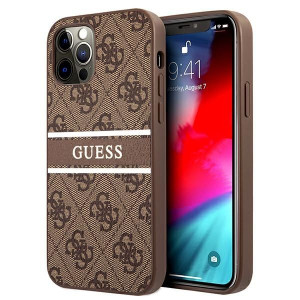 Guess 4G Printed Stripe | Etui do iPhone 12 Pro Max - BROWN