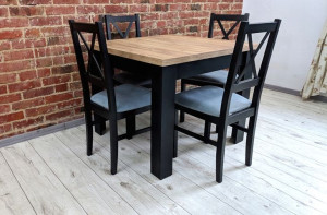 Stół rozkładany BIANCO 1 80x80/160 + 4 krzesła NK-10 drewniane RIBES