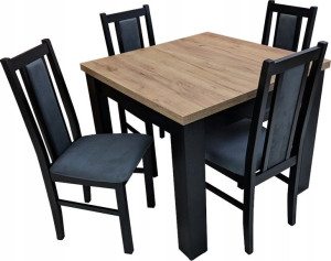 Stół rozkładany BIANCO 1 80x80/160 + 4 krzesła MK-14 czarne wotan RIBES