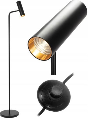 Lampa Stojąca Podłogowa Black Loft Czarna Modern