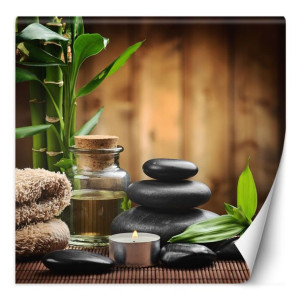 Fototapeta Bambus, kamienie zen w SPA 100x100