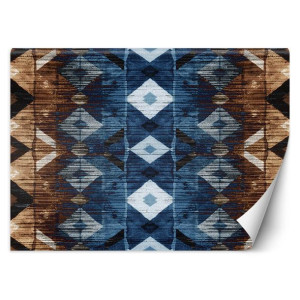 Fototapeta Geometryczny wzór, niebiesko brązowy gobelin 150x105