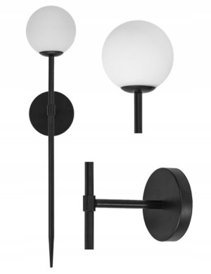 Lampa Ścienna Kinkiet Szklany Vintage Kula Black
