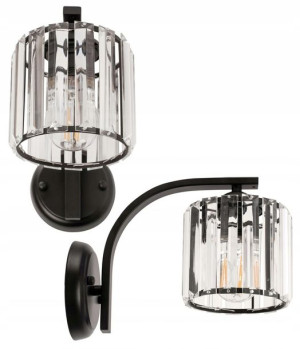 Lampa Black Ścienna Kryształowa Kinkiet Glamour
