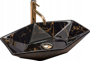 Umywalka Owalna Czarna Kamienna Vegas Marble Shiny