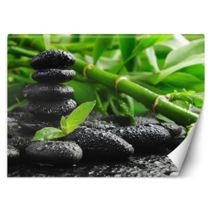 Fototapeta Liście bambusa i kamienie zen 300x210
