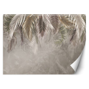 Fototapeta FLIZELINOWA do SALONU Liście palmy 3D boho 368x254 BRĄZOWA