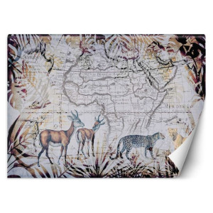 Fototapeta Mapa i dzikie zwierzęta, vintage  - Andrea Haase 300x210