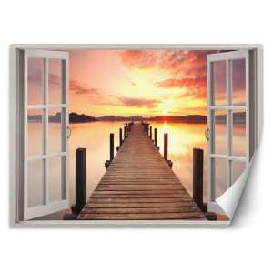 Fototapeta FLIZELINOWA ŚCIENNA Okno z widokiem na POMOST 280x200