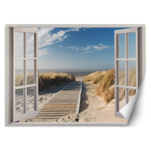 Fototapeta Otwarte okno - zejście na plażę 140x100