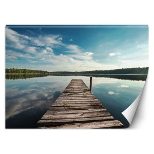 Fototapeta Widok z pomostu na jezioro i las 350x245