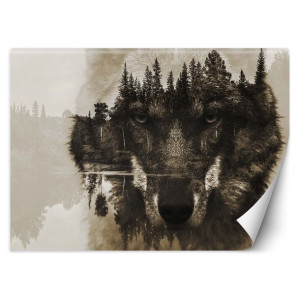 Fototapeta Wilk na tle jeziora 400x280