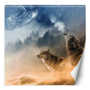 Fototapeta Wyjący wilk i księżyc 100x100