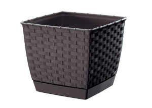 Doniczka z podstawką RATTAN 24x22cm DONICA Kwadrat