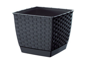 Kwadratowa Doniczka z podstawką 14,5x12,6cm RATTAN