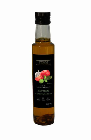  Olej Rzepakowy Tłoczony Na Zimno Pomidor Czosnek Bazylia 250ml   Bakalpol