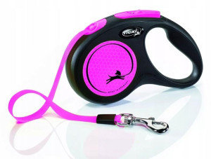 Flexi Neon Smycz taśma S 5m różowa do 15kg